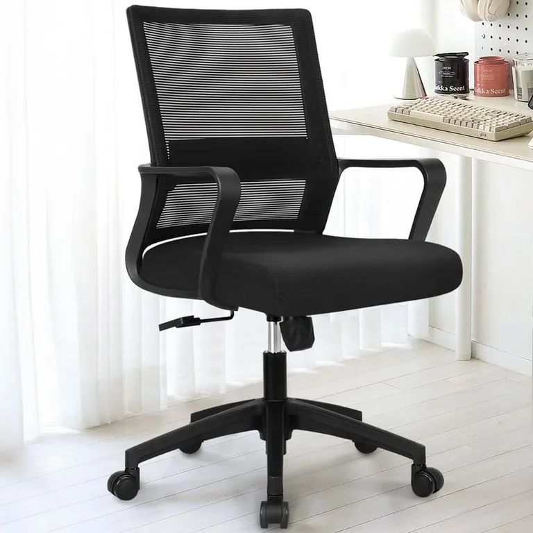 NEO Chair Office Desk Gaming Chair Computer High Back Mesh Seat with Rolling Wheels Ergonomic Adjustable Comfy Flip-up Armrests Lumbar Support Height for Home (Black) image 2