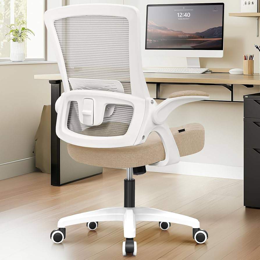 NEO Chair Office Desk Gaming Chair Computer High Back Mesh Seat with Rolling Wheels Ergonomic Adjustable Comfy Flip-up Armrests Lumbar Support Height for Home (Black)
