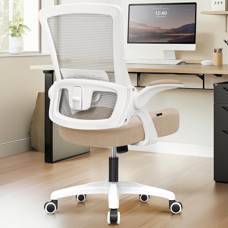 NEO Chair Office Desk Gaming Chair Computer High Back Mesh Seat with Rolling Wheels Ergonomic Adjustable Comfy Flip-up Armrests Lumbar Support Height for Home (Black) image 3